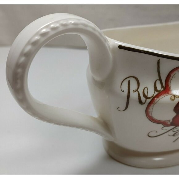 Vintage Red Pepper Mushrooms Carrots Tomatoes Gold Rim Ceramic Gravy Boat - Picture 6 of 10